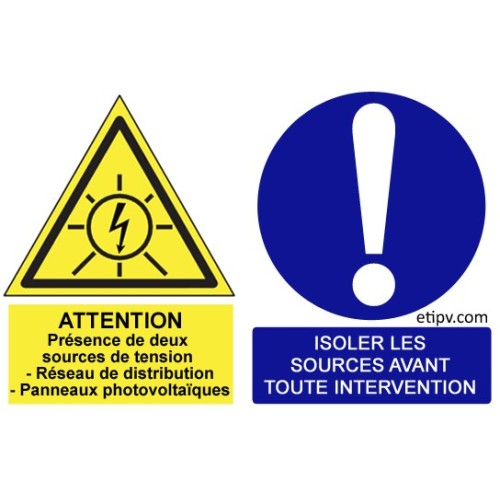 Etiquette Adhésive "Attention présence... et Isoler les sources..."