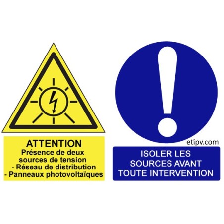 Etiquette Adhésive "Attention présence... et Isoler les sources..."