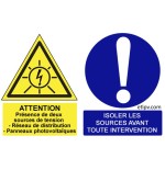 Etiquette Adhésive "Attention présence... et Isoler les sources..."