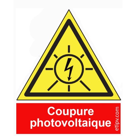 Etiquette Adh. 4x4.5 cms "Coupure photovoltaïque"