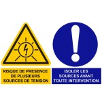 Etiquette Adh. 8x5 cms "Risque de présence de plusieurs sources de tension - Isoler les sources..."