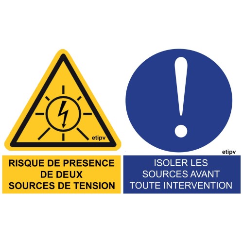 Etiquette Adhésive "Risque présence DEUX ... et Isoler les sources..."