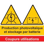 Etiquette Adhésive "Production photovoltaïque et stockage par batterie - coupure utilisations"