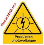 Plaque 10x10 cms RIGIDE PVC "Production photovoltaique"