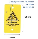 Etiquette PVC 14x8 cms "Attention Câbles courant continu sous tension"