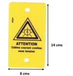 Etiquette PVC 14x8 cms "Attention Câbles courant continu sous tension"