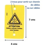 Etiquette PVC 7x4 cms "Attention Câbles courant continu sous tension"