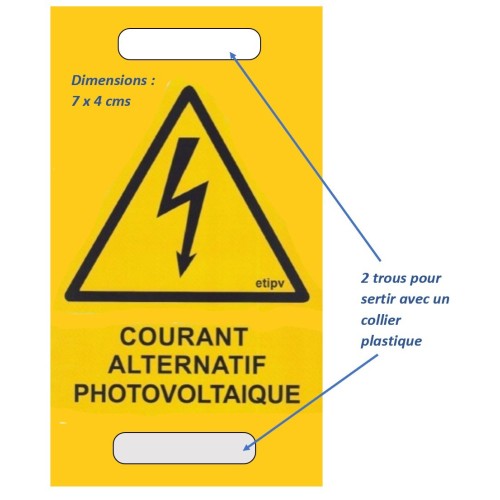 Etiquette POLYPROPYLENE 7x4 cms "Courant Alternatif Photovoltaïque"