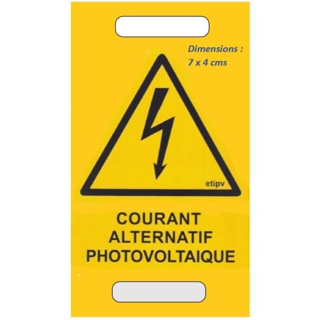Etiquette POLYPROPYLENE 7x4 cms "Courant Alternatif Photovoltaïque"