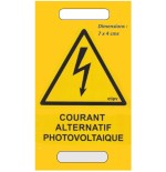 Etiquette POLYPROPYLENE 7x4 cms "Courant Alternatif Photovoltaïque"