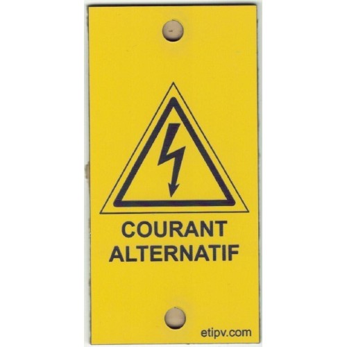 Plaque 10x5 cms RIGIDE PVC GRAVOPLY ULTRA à sertir ou coller "COURANT ALTERNATIF"