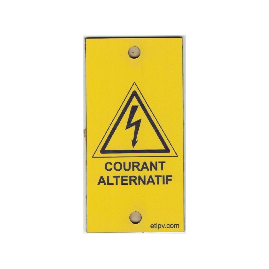 Plaque 10x5 cms RIGIDE PVC GRAVOPLY ULTRA à sertir ou coller "COURANT ALTERNATIF"